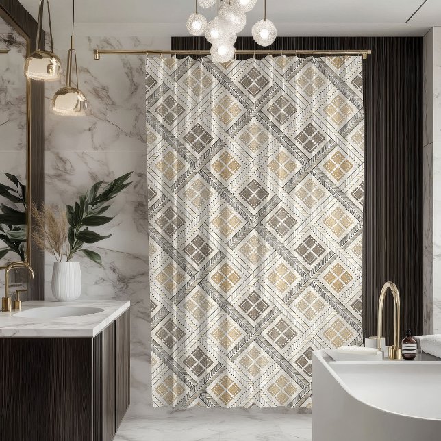 Geometric Shower Curtain Neutral Pastel Modern Duschvorhang (Geometric Shower Curtain Neutral Pastel Modern Look)