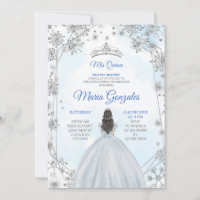 Geometric Silver Blue Christmas Quinceanera Einlad
