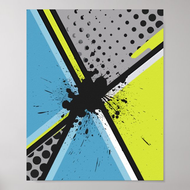 Geometric Splash with Halftone Dots Poster (Vorne)