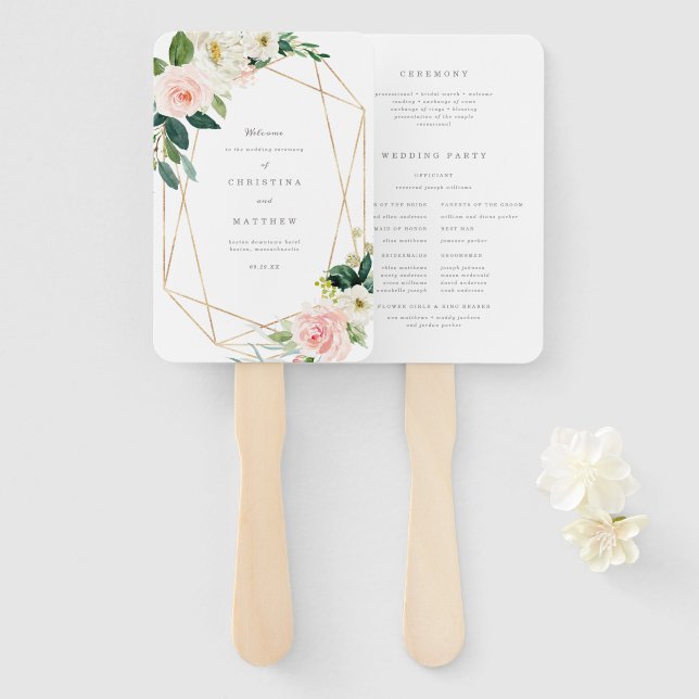 Geometric Spring Romance Wedding Program Fan Fächer (Vorne und Hinten)