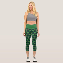 Geometric St Patricks day Celtic Triskele Kleeblat Capri Leggings