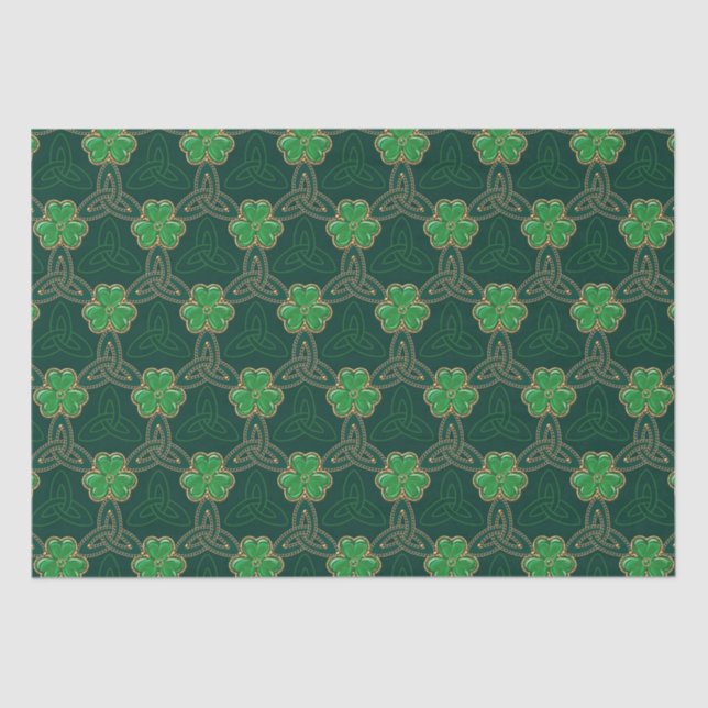Geometric St Patricks Day Celtic Triskele Kleeblat Seidenpapier (Vorderseite)