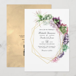 Geometric Succulents Herbarium Garden Wedding Invi Einladung