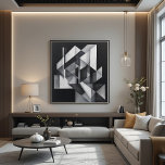 Geometric Symphony Leinwanddruck<br><div class="desc">Elevate your decor with this black and white geometric art. Interconnected shapes create depth and sophistication. Ideal for modern and minimalist environments that value timeless elegance and bold design.</div>