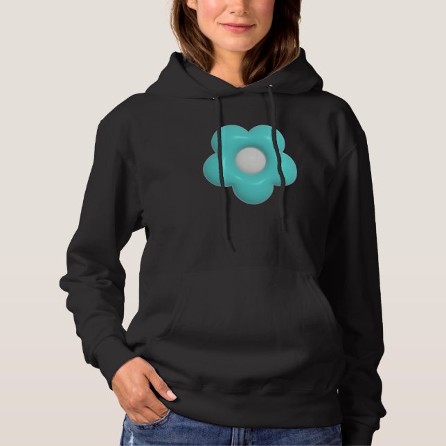 Geometric Teal Jelly Daisy Flower Hoodie (Vorderseite)