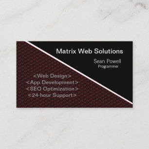 Geometric Tech Business Card, Maroon Visitenkarte