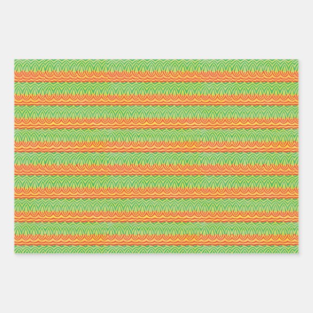 Geometric Tribal Retro Mid-Century Pattern Geschenkpapier Set (Vorderseite)