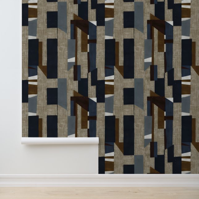Geometric Tribal (Terracotta + Blue) Luxury Tapete (Anwendung)