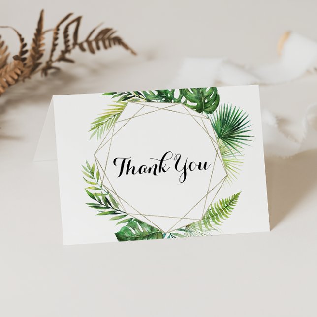 Geometric Tropical Folded Wedding Thank You Card Dankeskarte (Von Creator hochgeladen)
