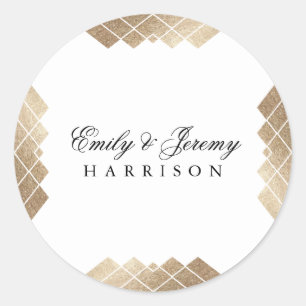 Geometric White Gatsby Wedding Runder Aufkleber