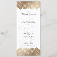 Geometric White Gold Gatsby Wedding Program