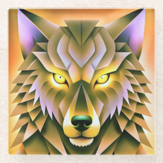 Geometric Wolf Illustration Tierdesign Glasuntersetzer