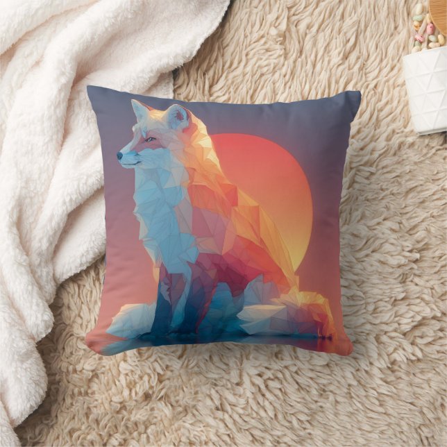 Geometric Wolf Silhouette |Modern Polygon Wildlife Kissen (Decke)