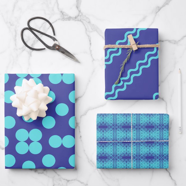 Geometric Wrapping Paper Flat Sheet Set of 3 Geschenkpapier Set (Vorderseite)