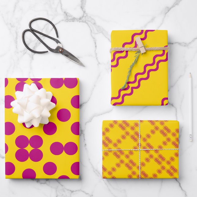 Geometric Wrapping Paper Flat Sheet Set of 3 Geschenkpapier Set (Vorderseite)