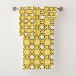  geometric yellow & black pattern  badhandtuch set