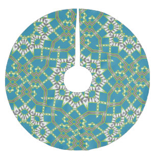 Geometric Zebra Blue Green Pattern Holiday Geschen Polyester Weihnachtsbaumdecke