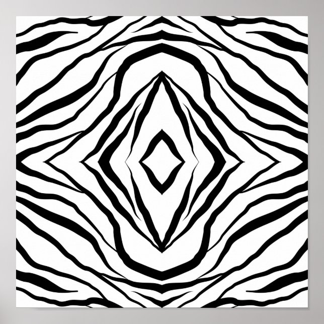 Geometrical White over black Zebra stripes Poster (Vorne)