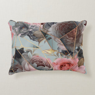 Geometrie aus Blumenkristall, Aquarellhintergrund Dekokissen