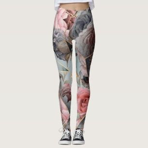 Geometrie aus Blumenkristall, Aquarellhintergrund Leggings