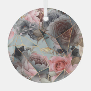 Geometrie aus Blumenkristall, Aquarellhintergrund Ornament Aus Glas