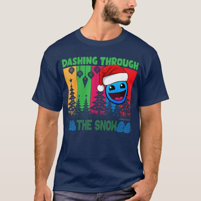 Geometrie-Dashing durch den Schnee Sleep Dash Game T-Shirt (Vorderseite)