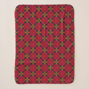 Geometrie der Dynastie: Traditionelles rotes chine Sherpadecke