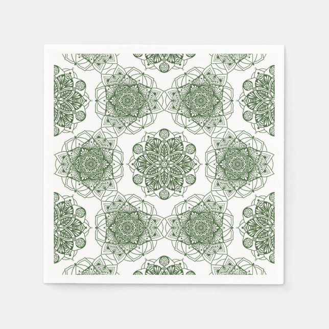 Geometrie der grünen Mandala Serviette (Vorderseite)