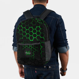 Geometrie der grünen Noppen-Wabengeometrie Monogra Bedruckter Rucksack