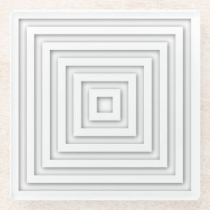 Geometrie des weißen Quadrats Glasuntersetzer