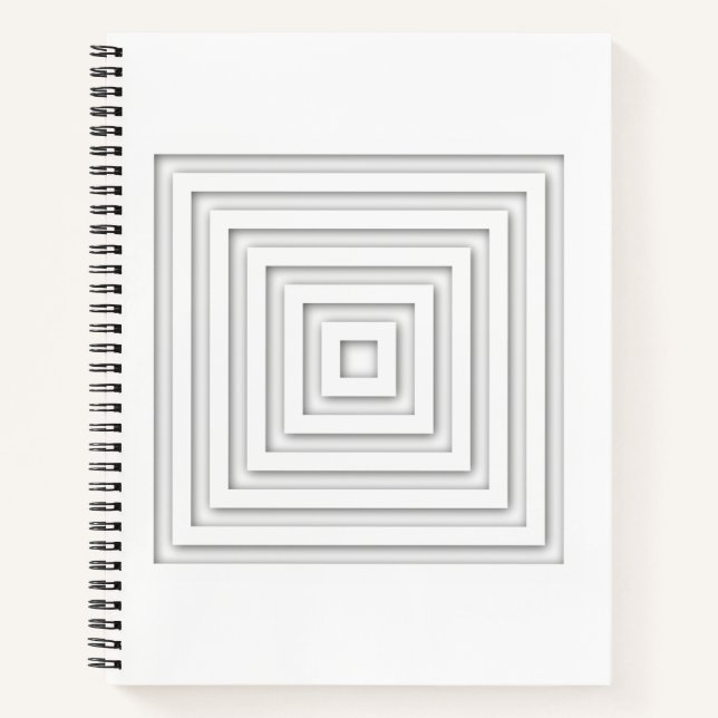 Geometrie des weißen Quadrats Notizbuch (Vorderseite)