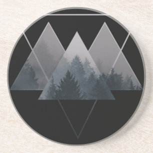Geometrie Dreiecke Misty Forest Getränkeuntersetzer