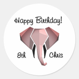 Geometrie Elephant Head Birthday Age and Name Runder Aufkleber