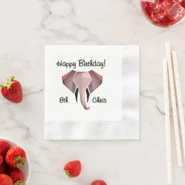 Geometrie Elephant Head Birthday Age and Name Serviette