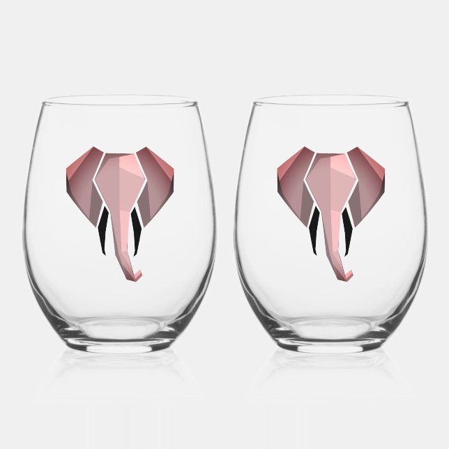 Geometrie Elephant Head Weinglas Ohne Stiel (Vorderseite)