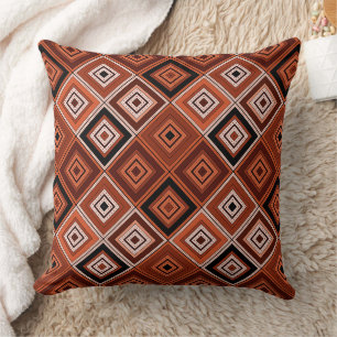 Geometrie Ethno-Patchwork braun orange Kissen