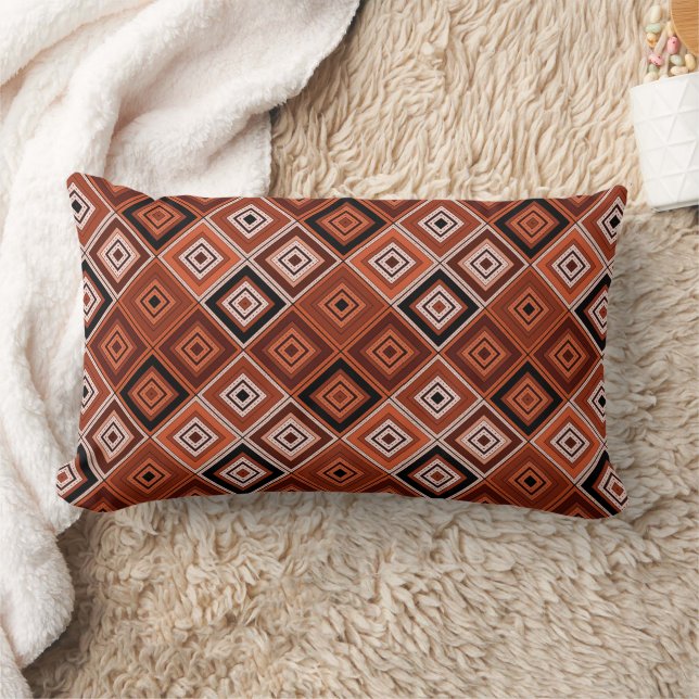 Geometrie Ethno-Patchwork braun orange  Lendenkissen (Decke)