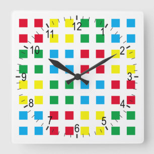 Geometrie - farbiges Muster Quadratische Wanduhr