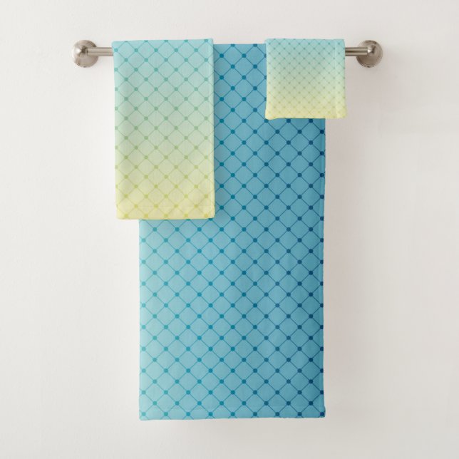 Geometrie, Farbverlauf, Ombre, farbig, blau und ge Badhandtuch Set (Insitu)