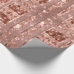 Geometrie Funkelnd Rose Gold Grily Copper Glitzer Geschenkpapier