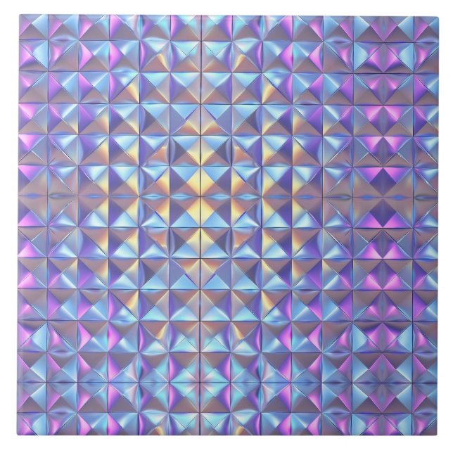 Geometrie für Gold, Blau und Lila Irideszierung 2 Fliese (Vorderseite)