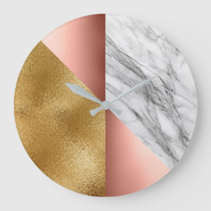 Geometrie-Glas-Marmorierungrosa Goldcarraras Große Wanduhr