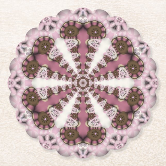 Geometrie Land Earth Pink Mandala Untersetzer (Vorderseite)