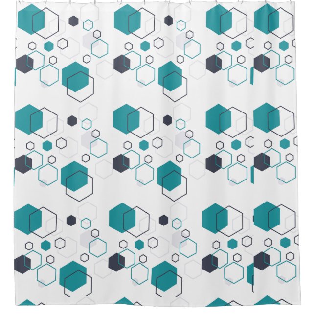 Geometrie mit formsechseckiger Duschvorhang (Vorderseite)