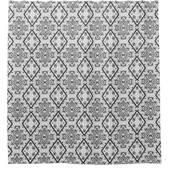 Geometrie , Muster , Schwarz und Weiß Duschvorhang (Vorderseite)