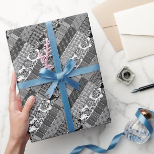 Geometrie, Muster, Schwarz und Weiß Geschenkpapier