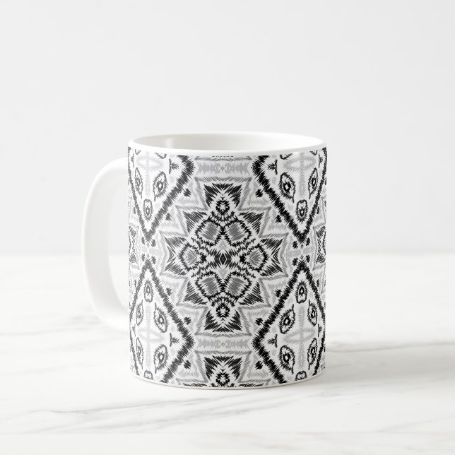 Geometrie , Muster , Schwarz und Weiß Kaffeetasse (Vorderseite Links)