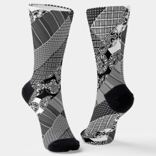 Geometrie, Muster, Schwarz und Weiß Socken