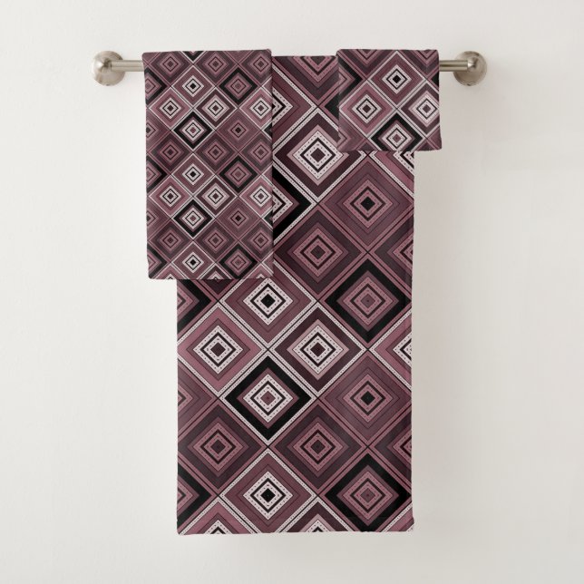 Géométrie patchwork ethnique marron bordeaux  (En situation)