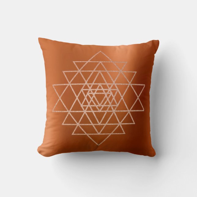 Geometrie Peach Pink Rose Gold Dreiecke Orange Vip Kissen (Vorderseite)